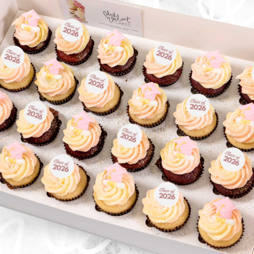 Pink Lady Graduation Mini Cupcakes (24) Sydney