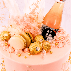 Pink Rose Bottle Cake Sydney