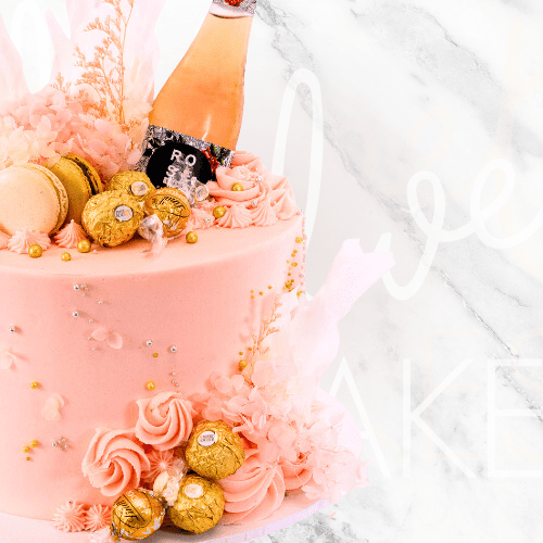 Pink Rose Bottle Cake-BVSydney