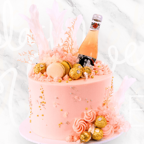 Pink Rose Bottle Cake-BVSydney