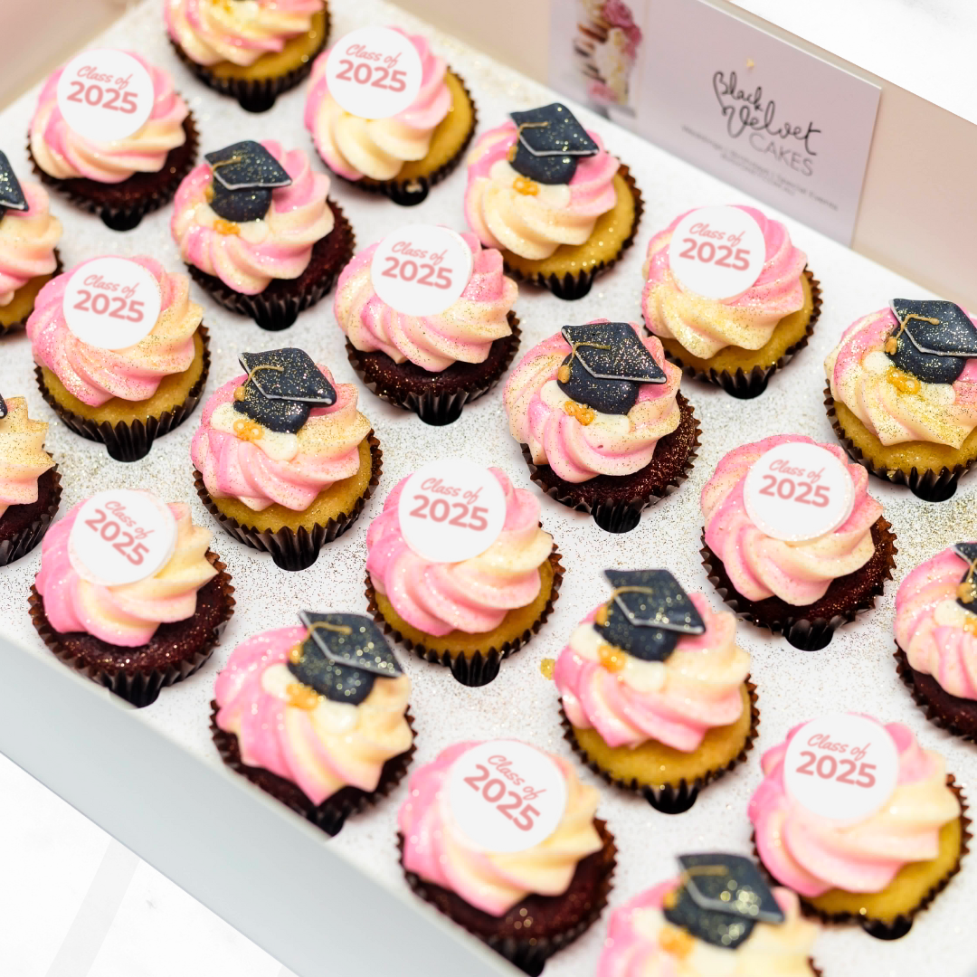 Pink Lady Graduation Mini Cupcakes (24)-BVSydneyCupcakes