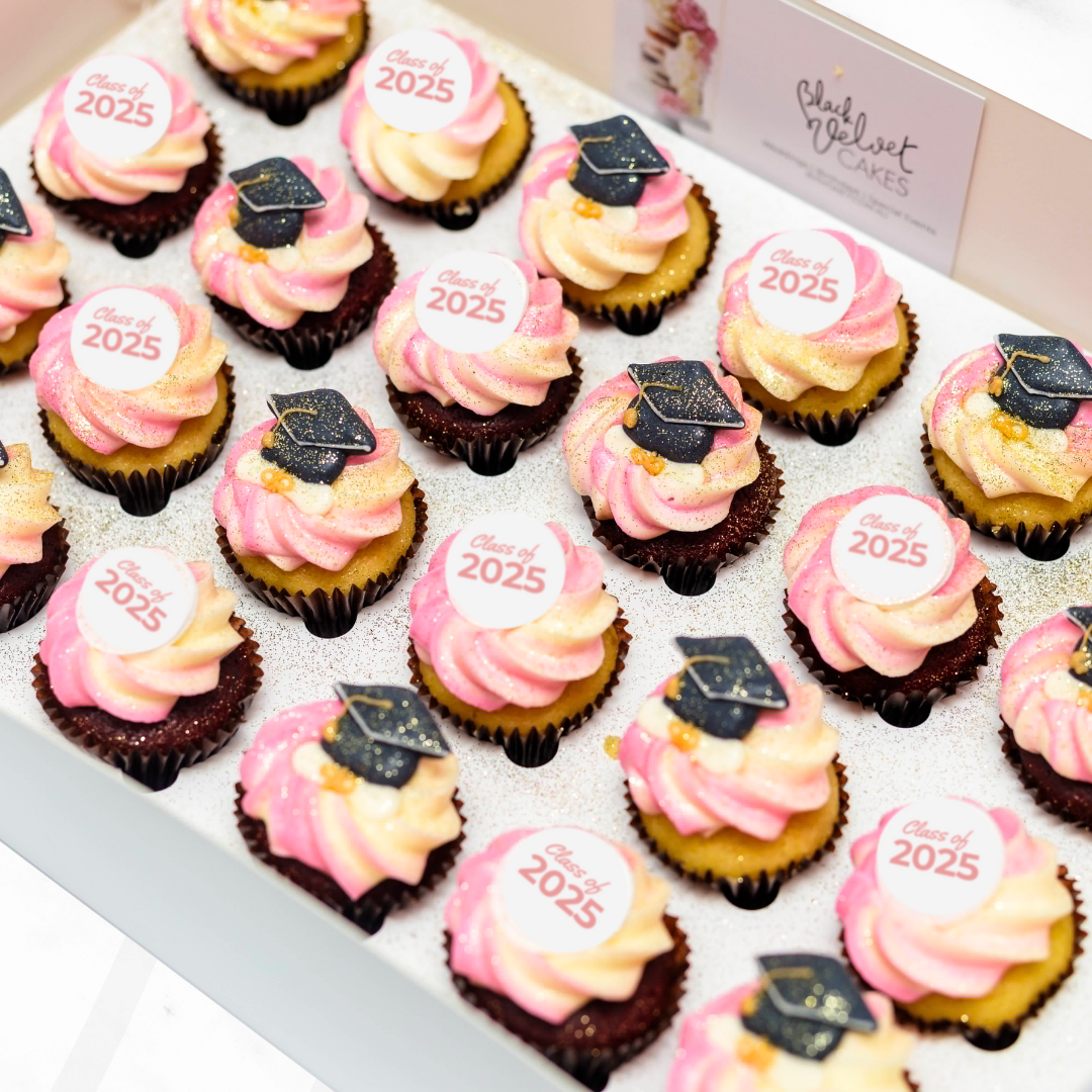 Pink Lady Graduation Mini Cupcakes (24)