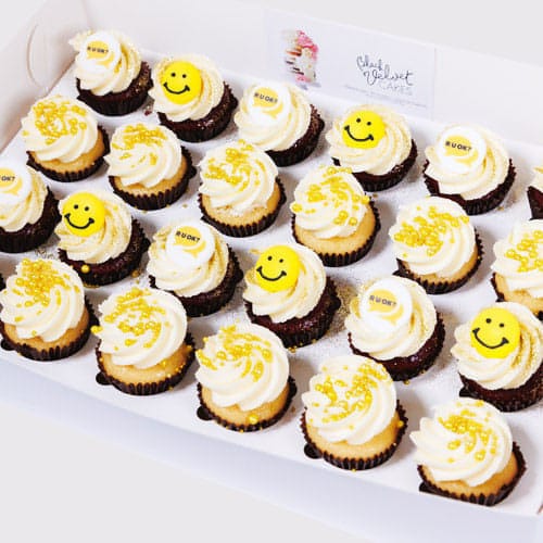 R U OK? DAYHappy Smiley Mini Cupcakes (24)-BVSydneyCupcakes