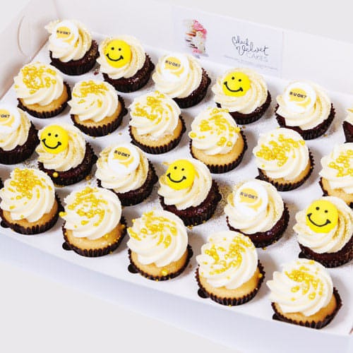 R U OK? DAYHappy Smiley Mini Cupcakes (24) Sydney