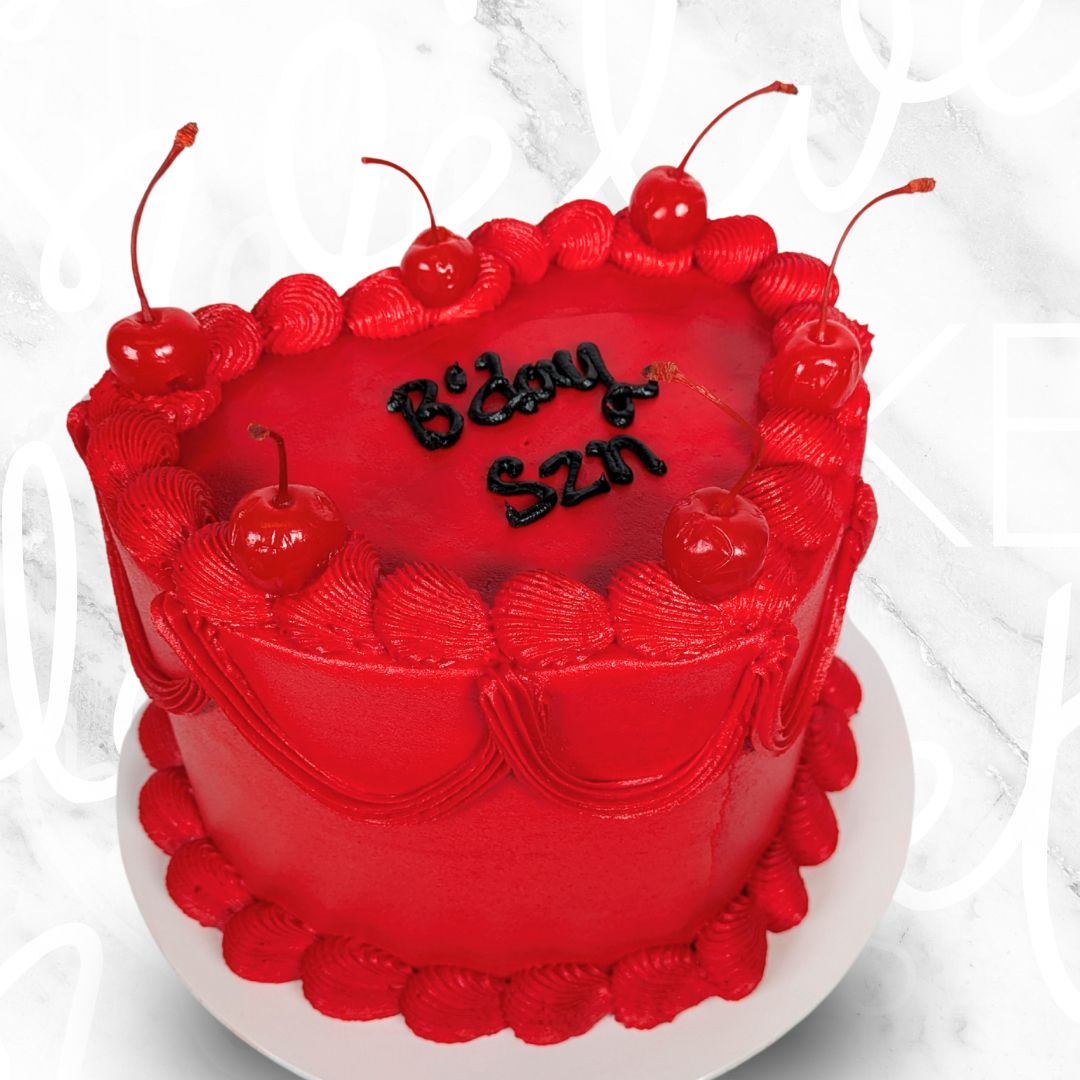 Red Vintage Heart w Cherries Cake Sydney