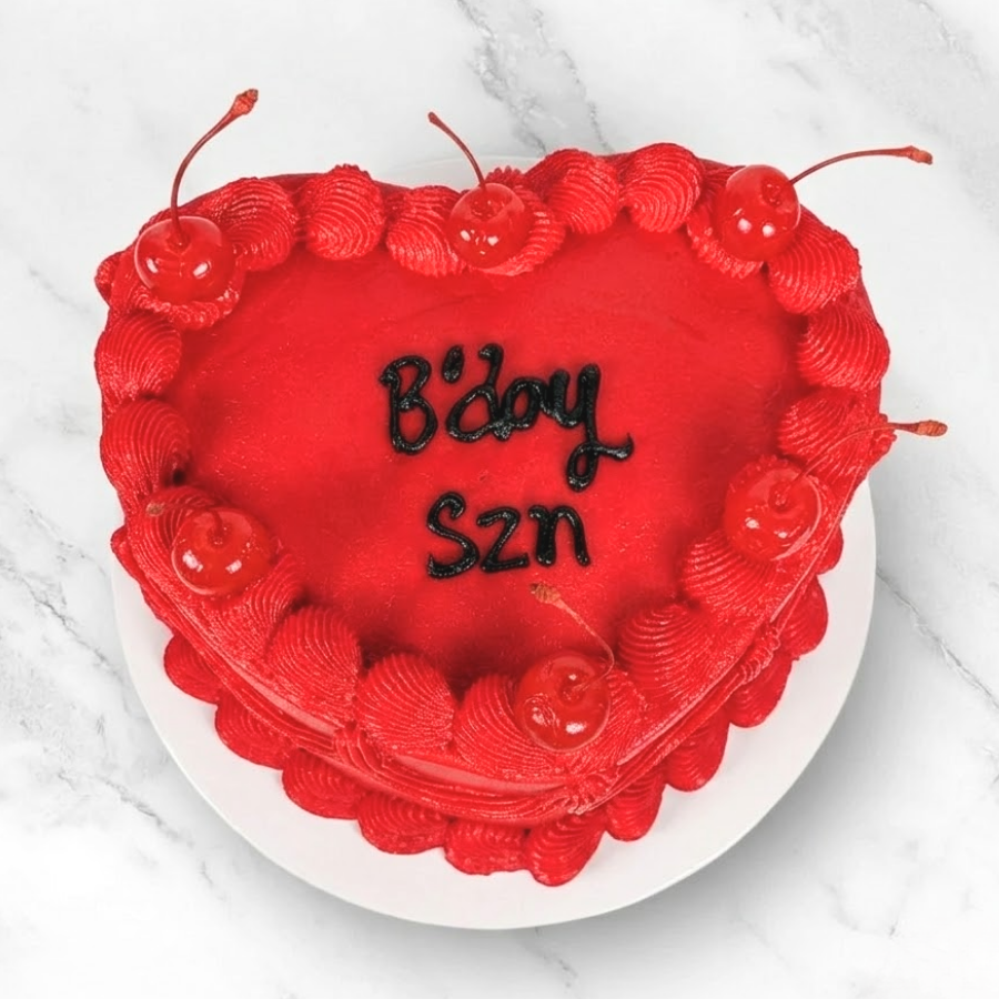 Red Vintage Heart w Cherries Cake-BVSydney