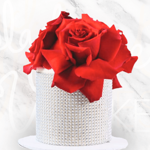 Silver Diamante Roses Cake-BVSydney