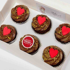 Valentine's Day Chocolate Lovers (6 Designer Cupcakes, Card, Balloon) Sydney