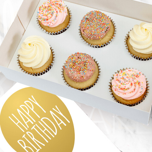 VEGAN Birthday Gold Cupcakes (6) Sydney