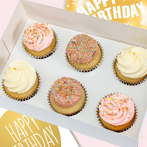 VEGAN Happy Birthday Cupcakes Gift Pack (6)-BVSydneyCupcakes