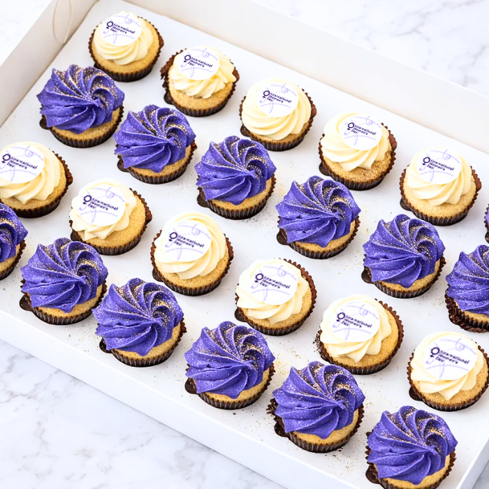 VEGAN International Women's Day Logo Mini Cupcakes (24) Sydney