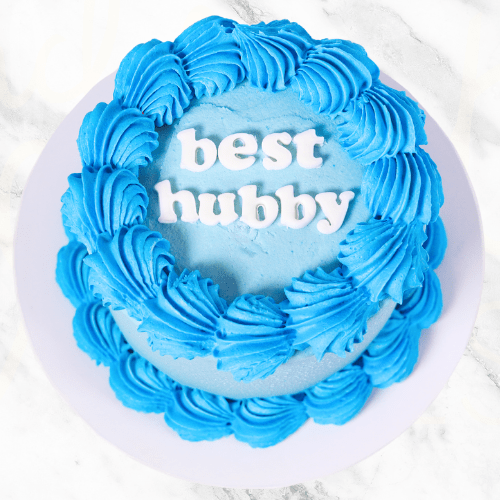 Vintage Minimalist Blue Message Cake-BVSydney