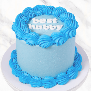 Vintage Minimalist Blue Message Cake Sydney