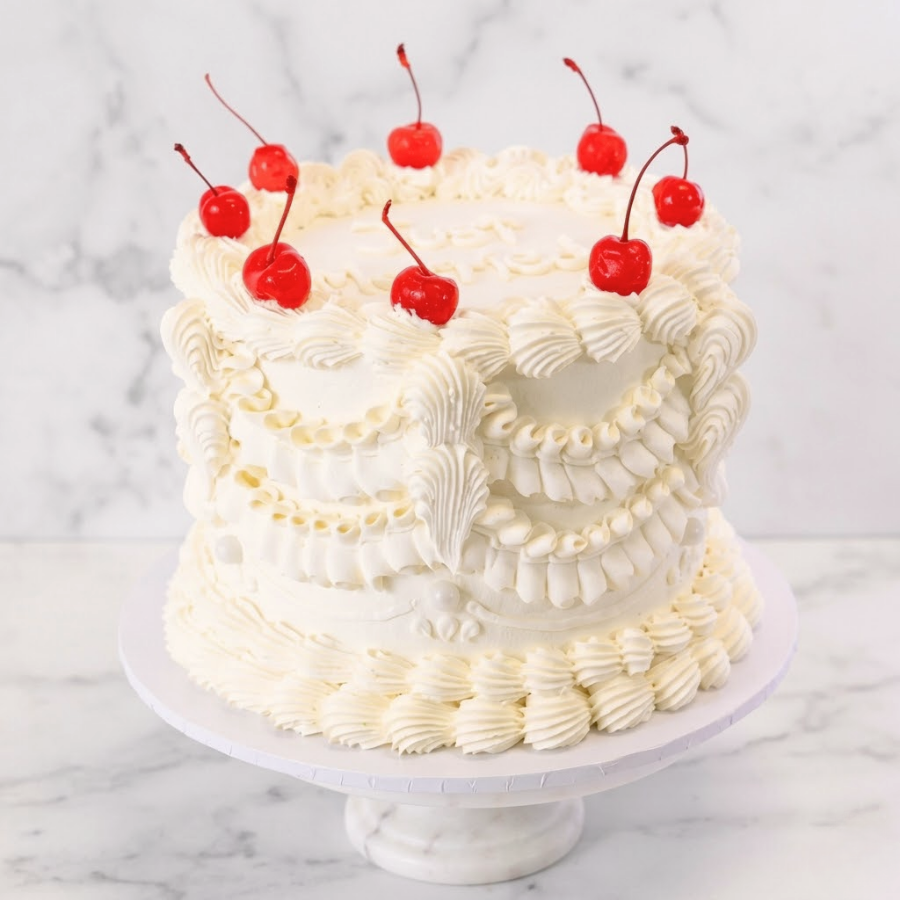 White Vintage Cherries Cake Sydney