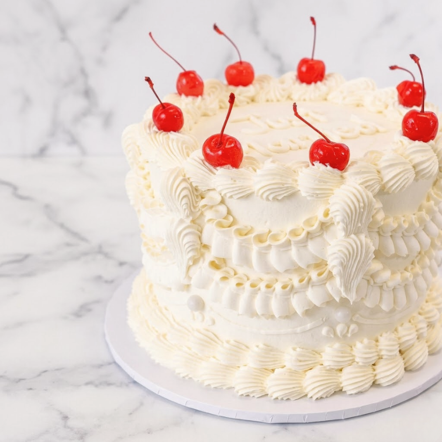 White Vintage Cherries Cake Sydney