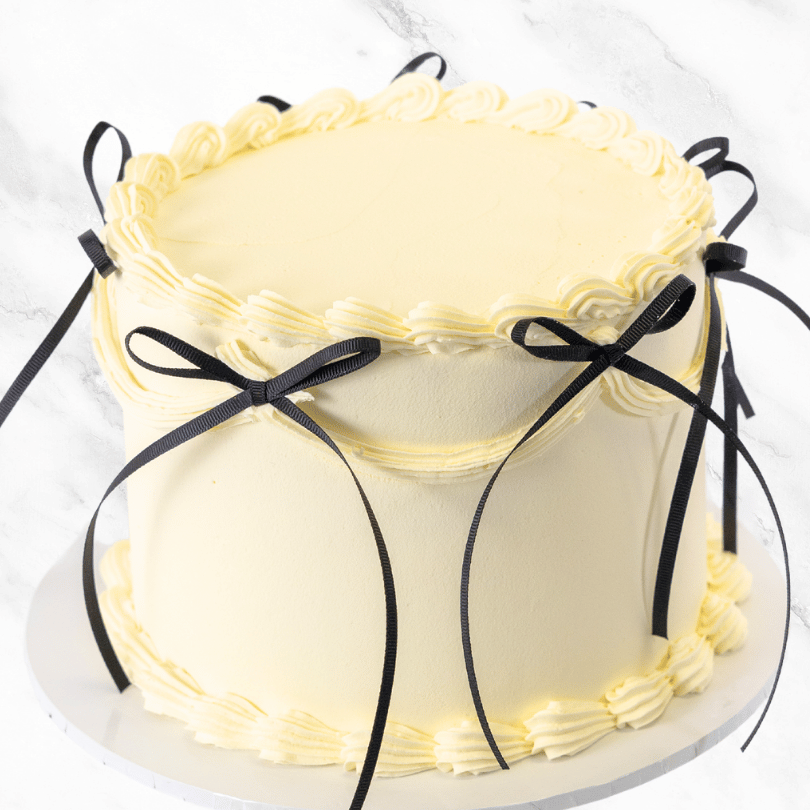 White Vintage Ribbon Cake